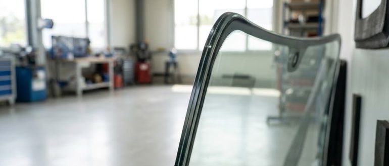 Новое лобовое стекло автомобиля в мастерской