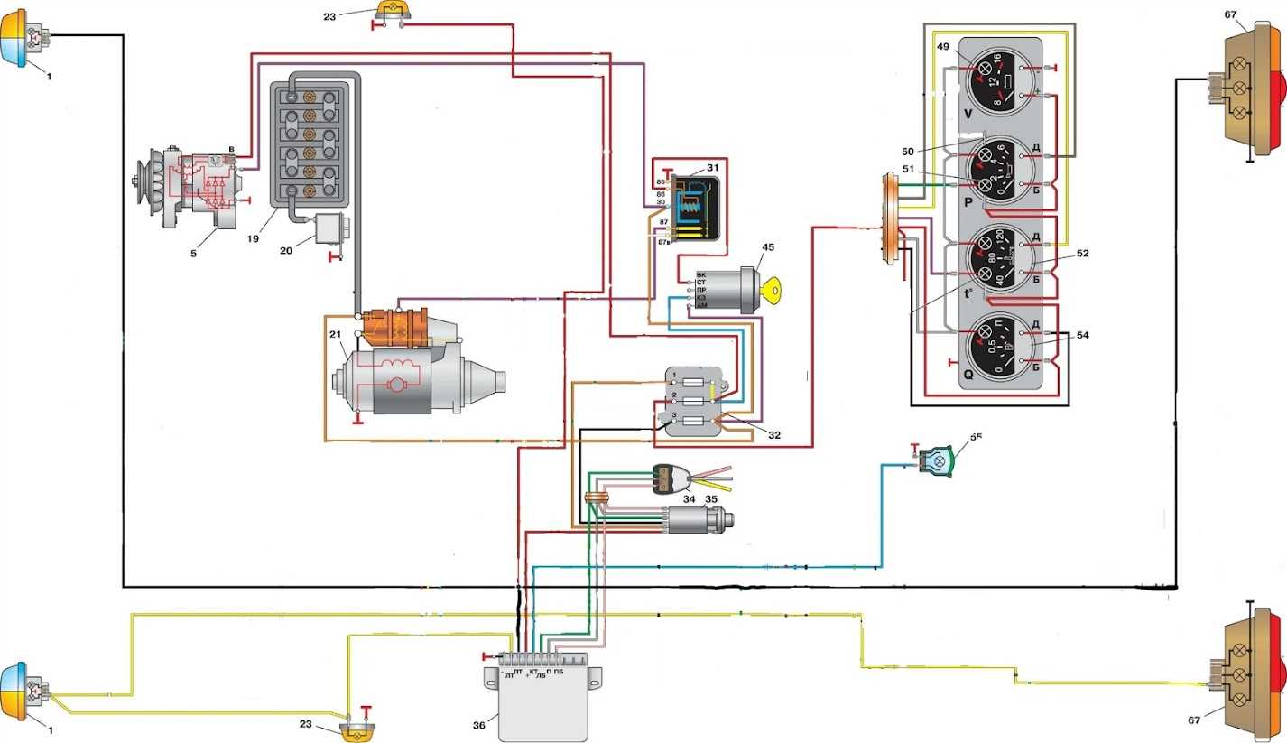 Схема электрооборудования генератора УАЗ 469