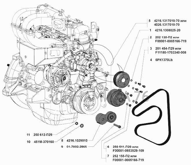 Снятие, установка и регулировка натяжения ремня привода генератора ЗМЗ-402