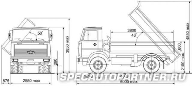 Маз чертеж самосвал